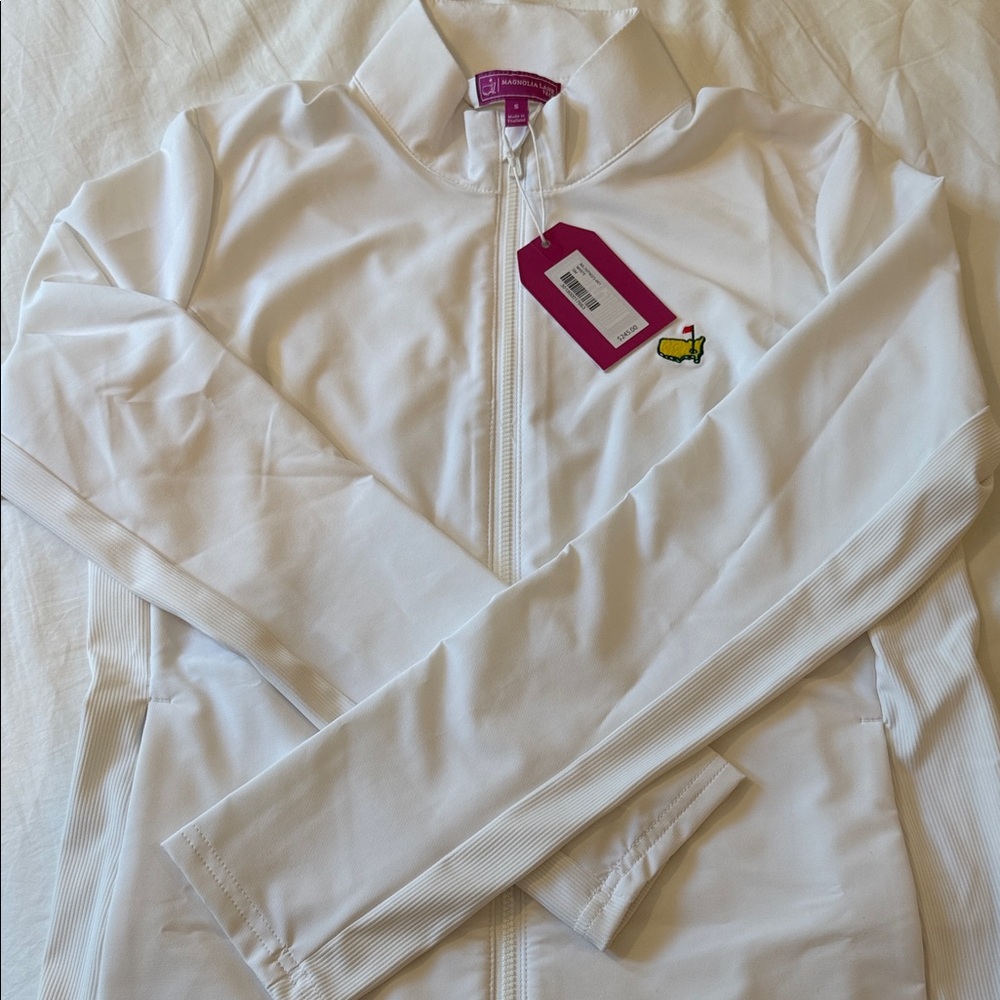 Ladies Masters White Full-Zip Gold Tech Jacket